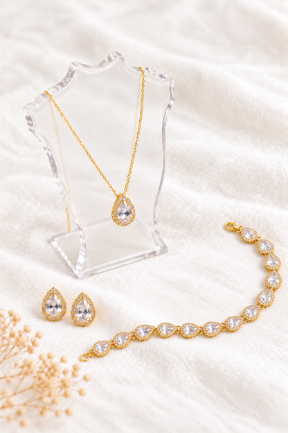 CONJUNTO DE ARETES, COLLAR Y PULSERA: CN003B